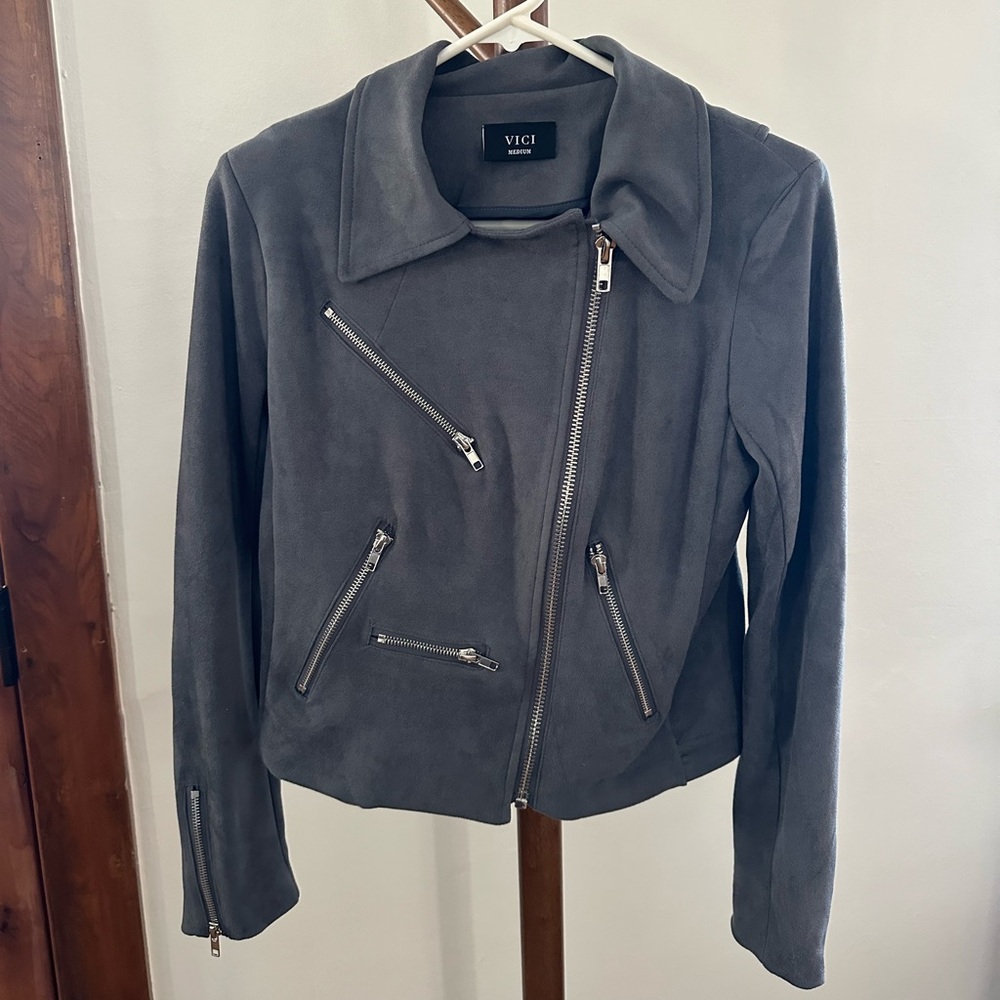 Suede grey short jacket